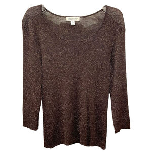 Coldwater Creek Womens Size Medium Metallic Sweater Brown Copper Lightweight